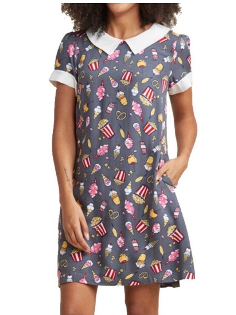 Modcloth Dress Small Carnival Print Peter Pan Collar Candy